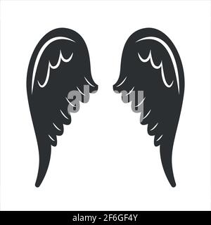 Isolated angel wings on white background. Outline icon. Stock Vector