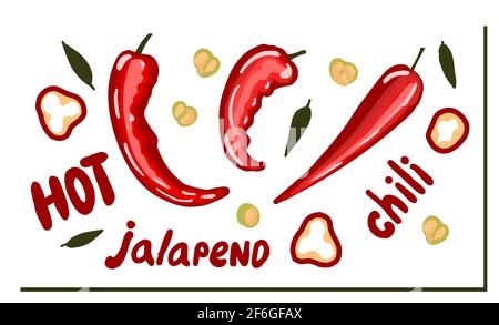 Red hot peppers. Hand-drawn style. Hot peppers. Vector illustration. Stock Vector