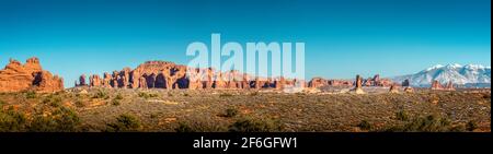 Panoramic view over the Arches National Park in Utah, USA Stock Photo