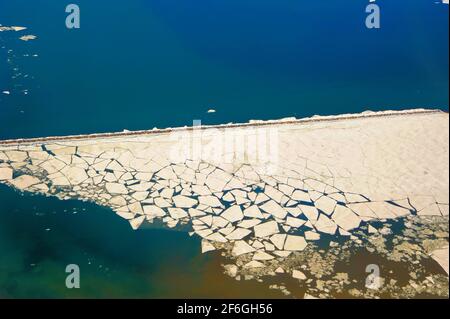 A field of ice breaking up on Lake Superior, during a late spring break up. Stock Photo