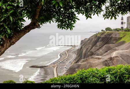 Coastal road Miraflores, Lima, Peru Stock Photo