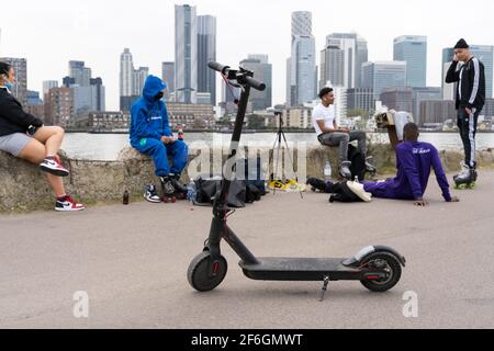 scooter and roller skating Stock Photo