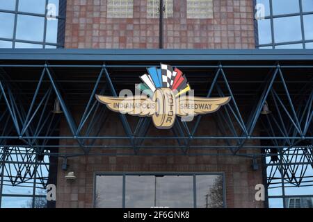 A general view of the Indianapolis Motor Speedway adminstration building, Monday, March 22, 2021, in Speedway, Ind. It is the home of the Indianapolis Stock Photo