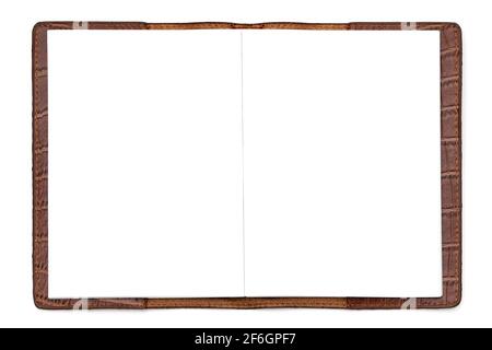 Brown leather notebook isolated on white background Stock Photo