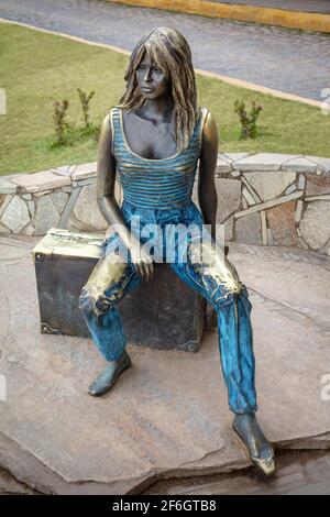 Brigitte Bardot bronze statue by Christina Motta, Buzios Brazil Stock Photo