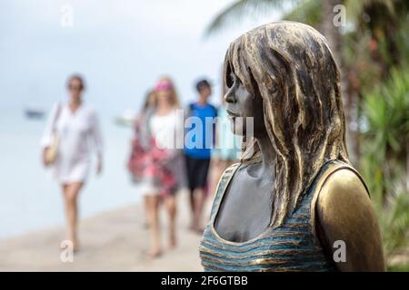 Brigitte Bardot bronze statue by Christina Motta, Buzios Brazil Stock Photo