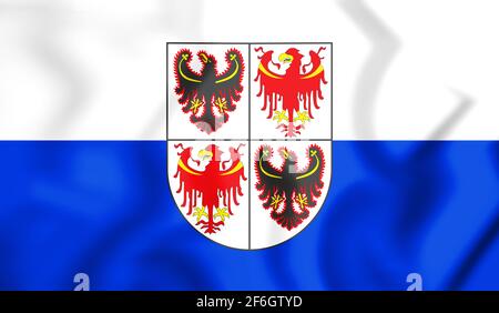 3D Flag of Trentino-Alto Adige, Italy. 3D Illustration. Stock Photo