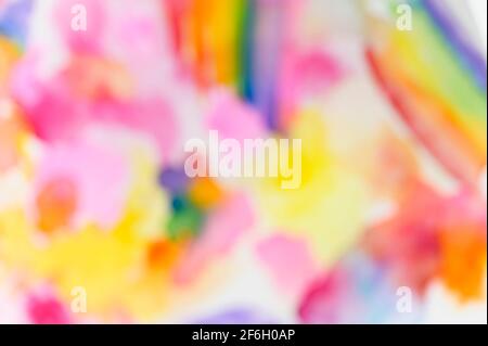 Close-up of watercolor colorful abstract pattern, defocused Stock Photo