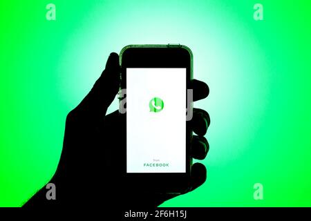 In this photo illustration, the WhatsApp app seen displayed on a smartphone screen. Stock Photo