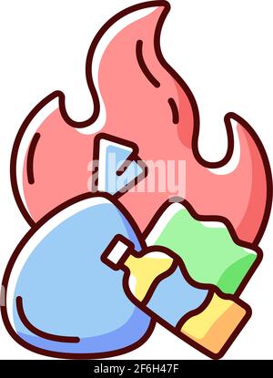 Burning garbage RGB color icon Stock Vector