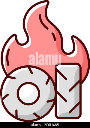 Burning tires RGB color icon Stock Vector