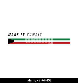 Made in Kuwait, badge or label with flag isolated on white background Stock Vector