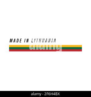 Made in Lithuania, badge or label with flag isolated on white background Stock Vector
