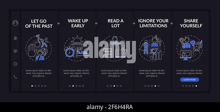 Self-development tips onboarding vector template Stock Vector