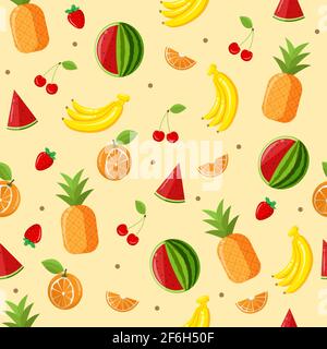 tropical fruits vector seamless pattern and background Stock Vector