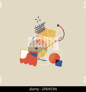 Abstract geometric picture with shapes of line and pastel Stock Vector