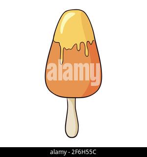 Line drawing colorful icecream icon in flat style. Vector doodle illustration design. Stock Vector