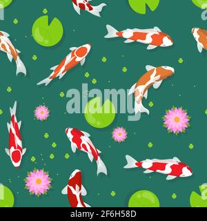 koi fish vector seamless pattern background Stock Vector