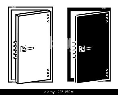 open reliable door icon of bomb shelter or bank. Safe storage and shelter. Highest level of security. Vector Stock Vector