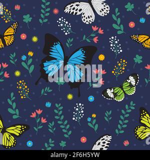 Seamless floral butterfly pattern Stock Vector