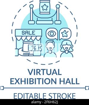 Virtual exhibition hall concept icon Stock Vector