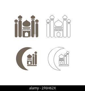 set icon of mosque fill and line vector image Stock Vector