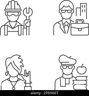 Social classification linear icons set Stock Vector