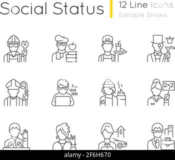 Social status linear icons set Stock Vector