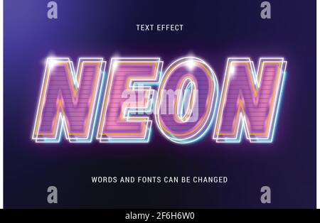 futuristic neon text effect 100% editable isolated on dark background vector image Stock Vector