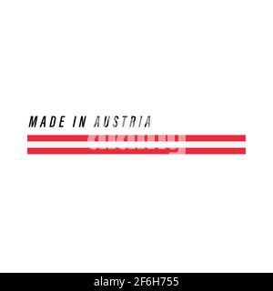 Made in Austria, badge or label with flag isolated on white background Stock Vector