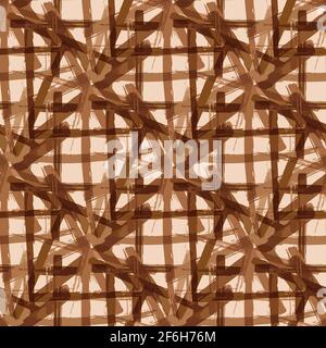 Vector braid effect damask weave seamless interlace pattern background. Macrame style ribbon plait lattice monochrome ochre backdrop. Geometric Stock Vector