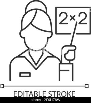 Pink collar worker linear icon Stock Vector