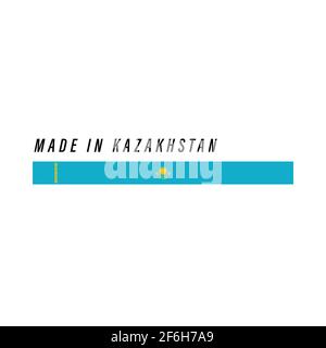 Made in Kazakhstan, badge or label with flag isolated on white background Stock Vector