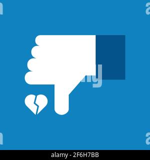 Thumb down symbol, thumb down, icon vector illustration. As a sign. Dislike. Stock Vector