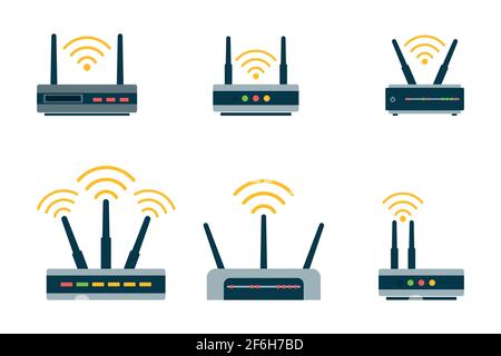 Router flat icon. Vector router. Router and signal symbol. Wi-Fi router. Stock Vector