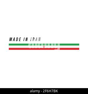Made in Iran, badge or label with flag isolated on white background Stock Vector