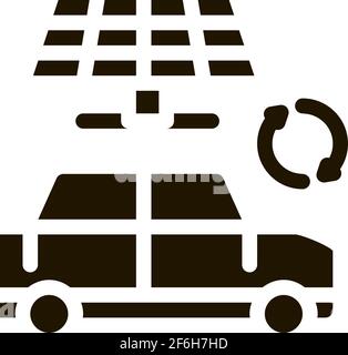 electro car solar panel icon Vector Glyph Illustration Stock Vector