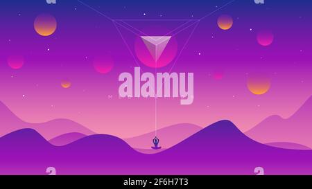 Purple mountains waves abstract shapes background vector illustration. Stock Vector