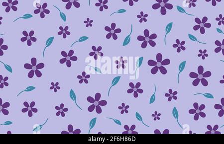 Floral seamless pattern on violet background. Stock Vector