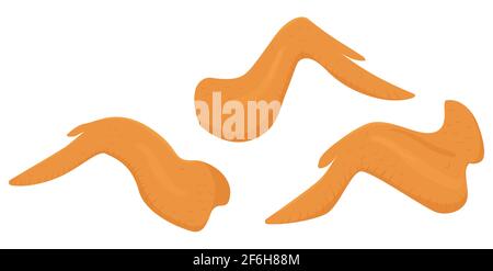 Carton chicken wings icon isolated on white. Vector food illustration. Stock Vector