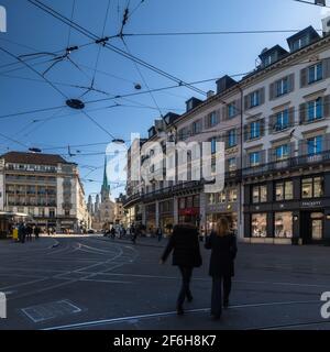 Paradeplatz square Zurich city, Switzerland Stock Photo