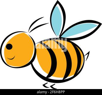 Bee icon logo vector Bee cartoon illustration isolated on white background Stock Vector