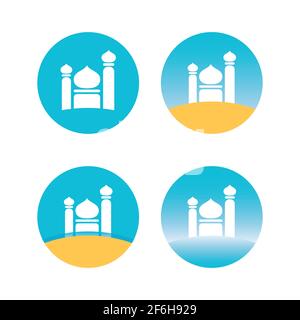 set icon of mosque flat design vector image Stock Vector