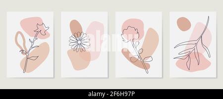 Various Leaves and Flowers, abstract shapes. Stock Vector