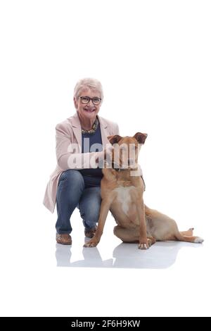 portrait of a senior woman with her favorite pet Stock Photo