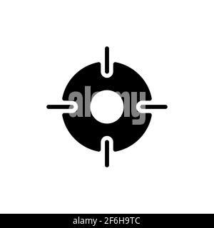 Crosshairs target destination vector glyph icon. Navigation sign. Graph symbol for travel and tourism web site and apps design, logo, app, UI Stock Vector