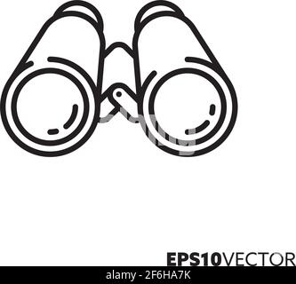 Binoculars line icon. Outline symbol of surveillance and observation. Optical instrument vector illustration. Stock Vector