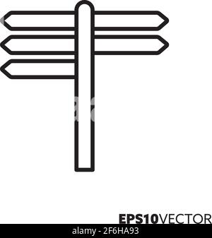 Signpost line icon. Outline symbol of directional signs. Navigation concept vector illustration. Stock Vector