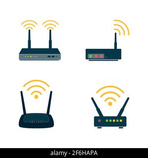 Router flat icon. Vector router. Router and signal symbol. Wi-Fi router. Stock Vector