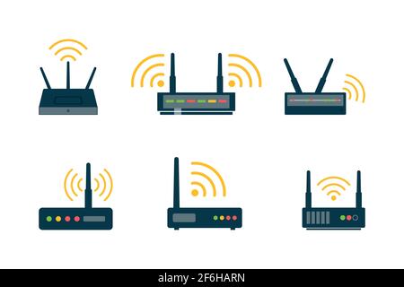 Router flat icon. Vector router. Router and signal symbol. Wi-Fi router. Stock Vector